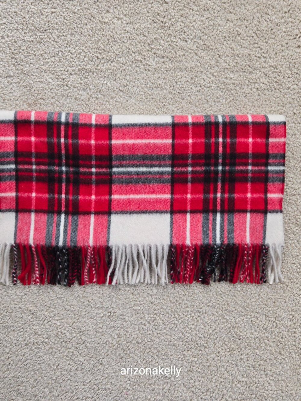 NWT Talbots Cashmere Scarf Red, White, and Black Plaid - Picture 4 of 9